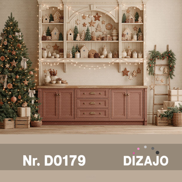 Tło fotograficzne Boże Narodzenie szafka z piernikami D0179