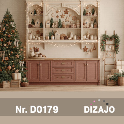 Tło fotograficzne Boże Narodzenie szafka z piernikami D0179