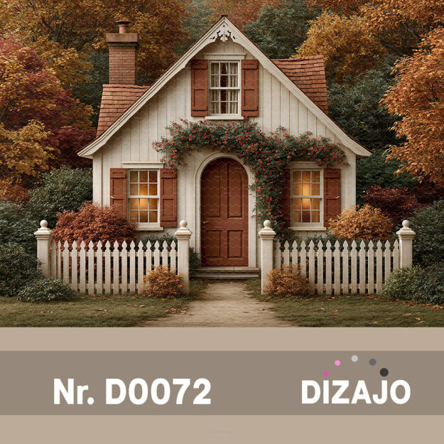 Tło fotograficzne jesienny domek D0072