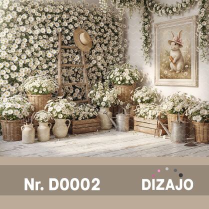 Tło fotograficzne Białe kwiaty D0002