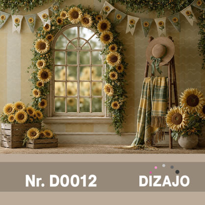 Tło fotograficzne jesienne słoneczniki D0012