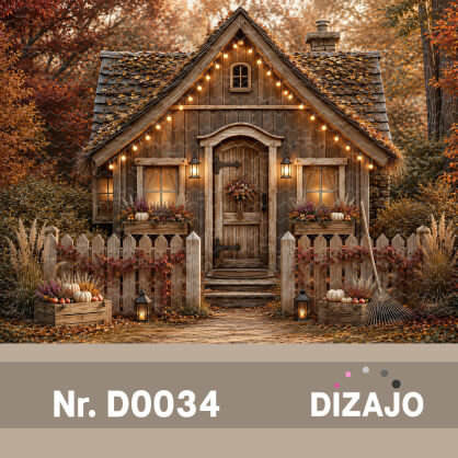 Tło fotograficzne jesienny domek D0034