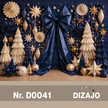 Tło fotograficzne Boże Narodzenie kokarda choinki origami D0041