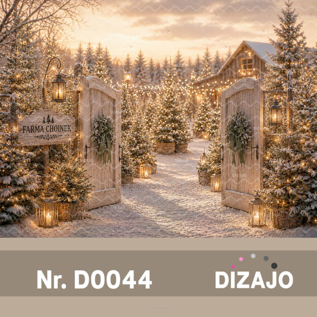 Tło fotograficzne Zima farma choinek D0044