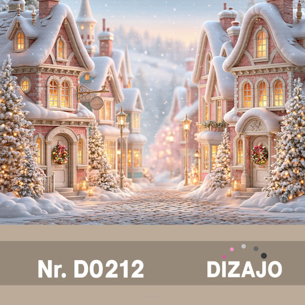 Tło fotograficzne Boże Narodzenie świąteczne miasteczko D0212