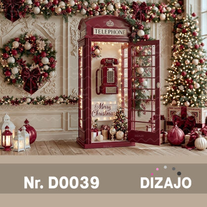 Tło fotograficzne Boże Narodzenie budka telefoniczna D0039
