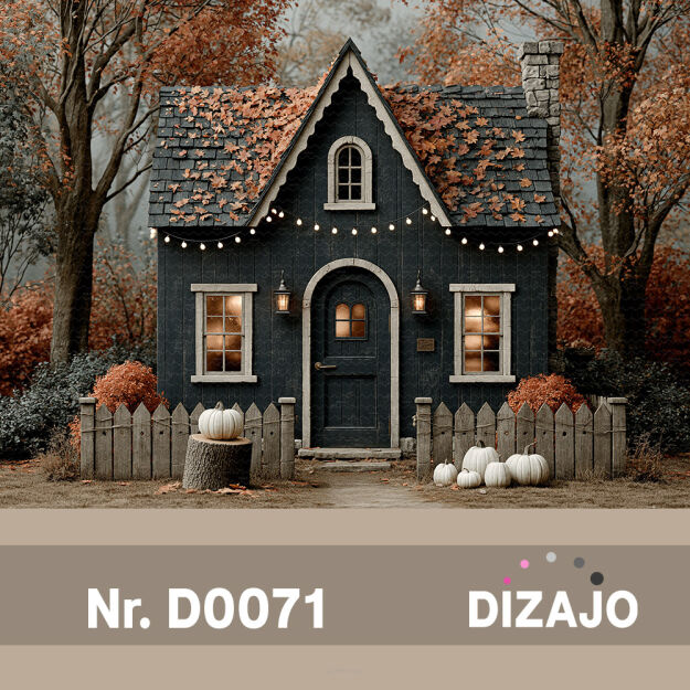Tło fotograficzne jesienny domek halloween D0071