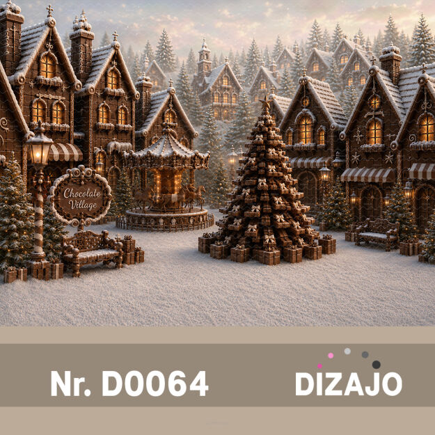 Tło fotograficzne Boże Narodzenie Czekoladowa wioska D0064