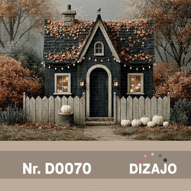 Tło fotograficzne jesienny domek halloween D0070