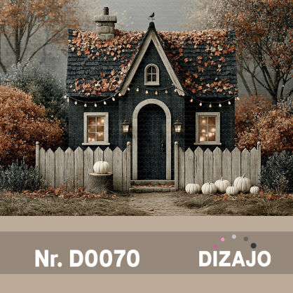 Tło fotograficzne jesienny domek halloween D0070