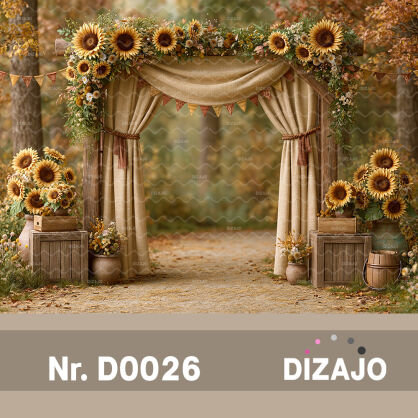 Tło fotograficzne jesienne słoneczniki D0026