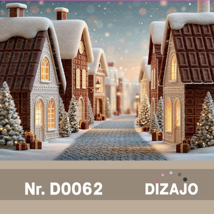 Tło fotograficzne Boże Narodzenie Czekoladowe domki D0062