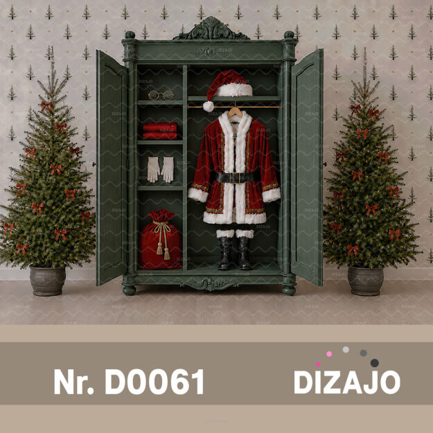 Tło fotograficzne Boże Narodzenie szafa Świętego Mikołaja D0061