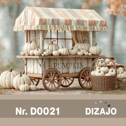 Tło fotograficzne jesienny stragan z dyniami D0021