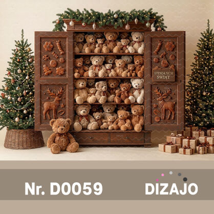 Tło fotograficzne Boże Narodzenie szafa z misiami D0059