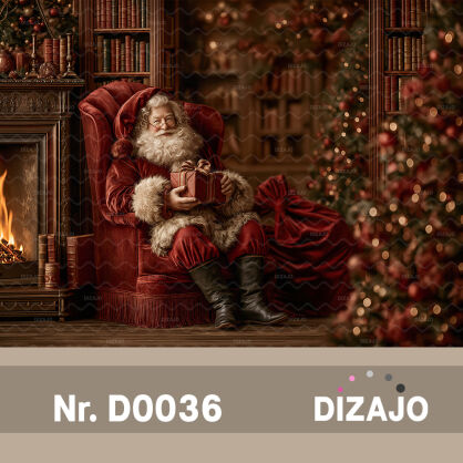Tło fotograficzne Boże Narodzenie wnętrze z Mikołajem D0036