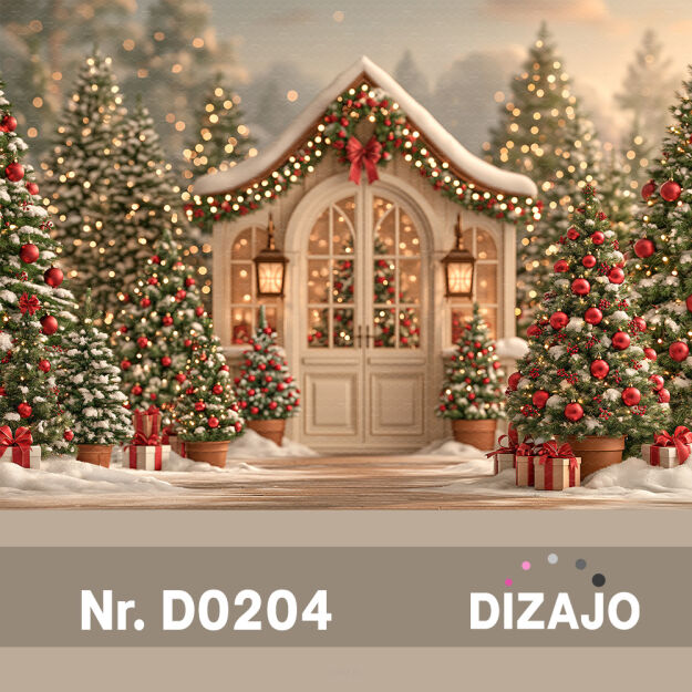 Tło fotograficzne Boże Narodzenie zimowa oranżeria D0204