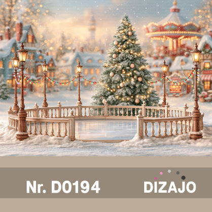 Tło fotograficzne Boże Narodzenie Lodowisko D0194