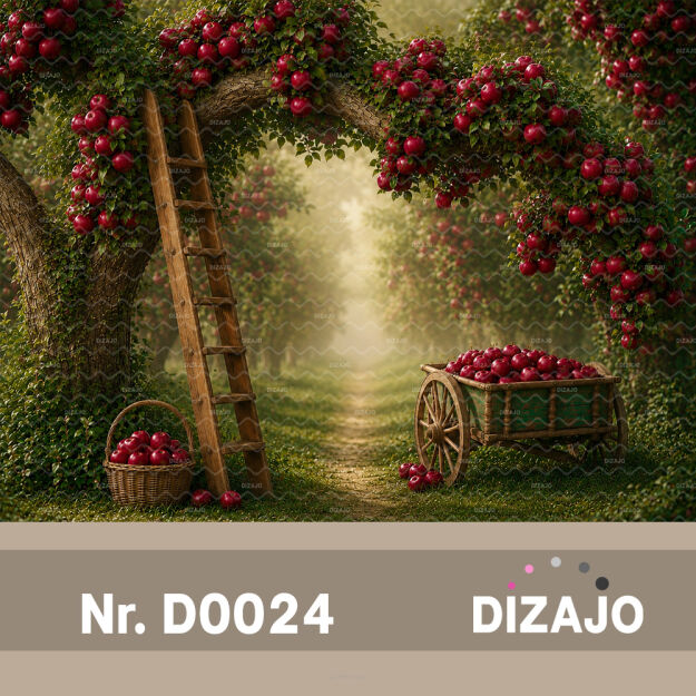Tło fotograficzne Jesienny sad jabłoni D0024