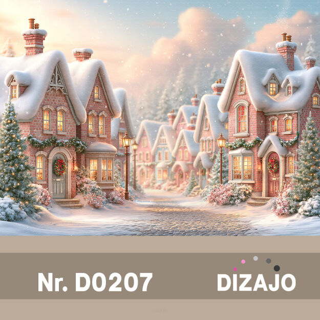 Tło fotograficzne Boże Narodzenie zimowe miasteczko D0207